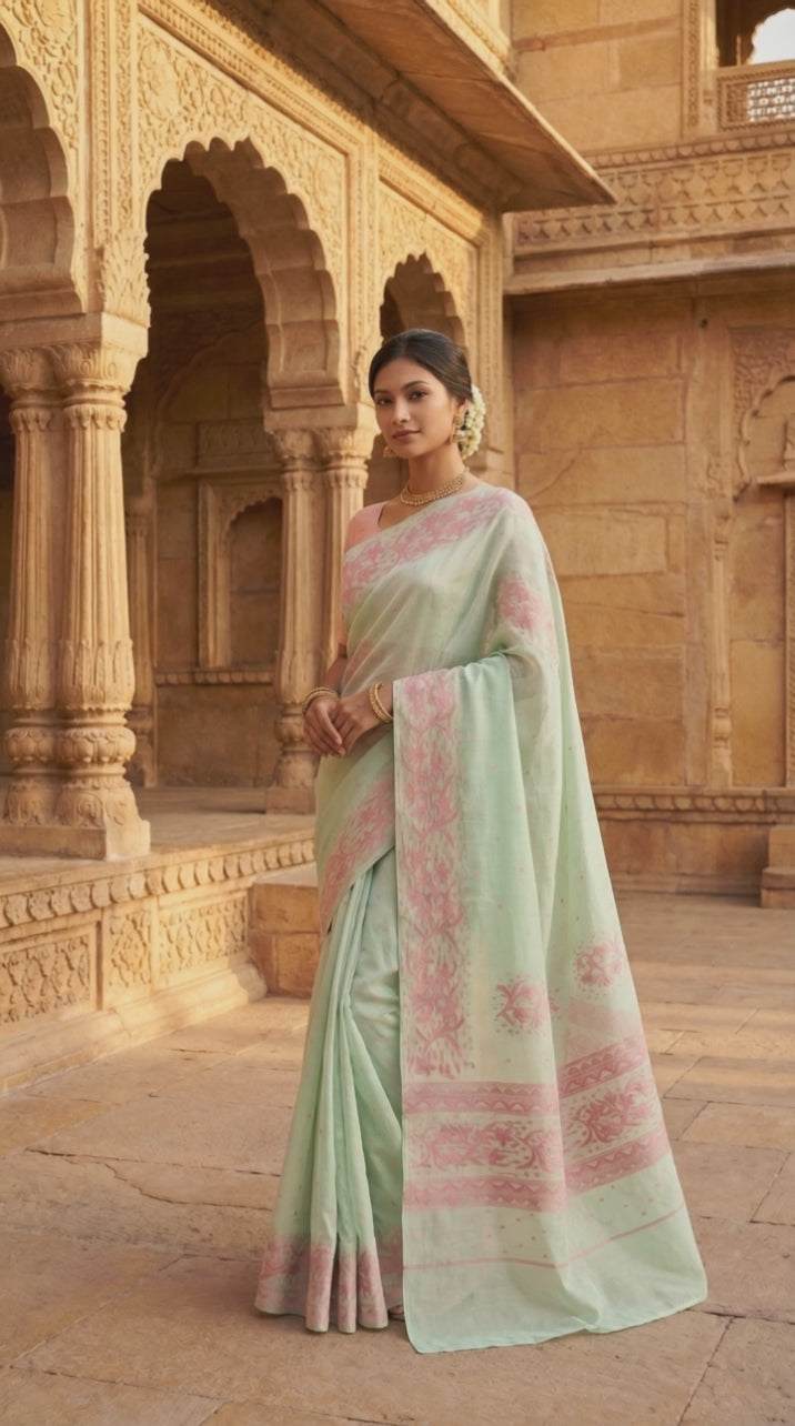 Leirang Saree – Turquoise