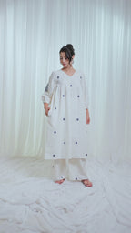 ETA Ebema – Cream & Navy Blue Kurti Set