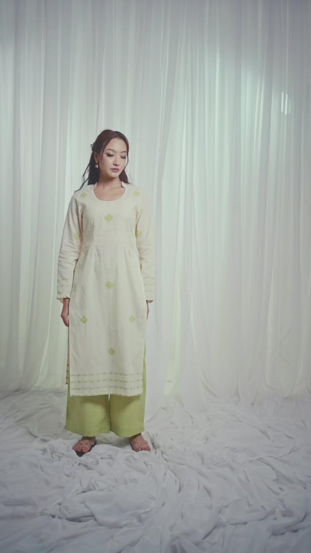 Eta Anou Fusion Kurti Set – Pista Green